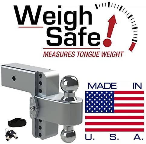 Weigh Safe 180 Hitch LTB6-3-KA 6" Drop Hitch, 3" Receiver 21,000 LBS GTW - Adjustable Aluminum Trailer Hitch Ball Mount & Stainless Steel Combo Ball, Keyed Alike Key Lock and Hitch Pin
