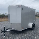 BOX ENCLOSED CARGO TRAILER SILVER RAMP DOOR TRAILERS FOR SALE NEAR ME