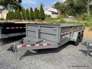 DUMPER TRAILER WITH ALUMINUM RAMPS AND 3 WAY COMBO GATE
