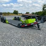 Front view of the FlatTrak 14K Low Clearance Trailer, showcasing its durable design and innovative features Flat Track